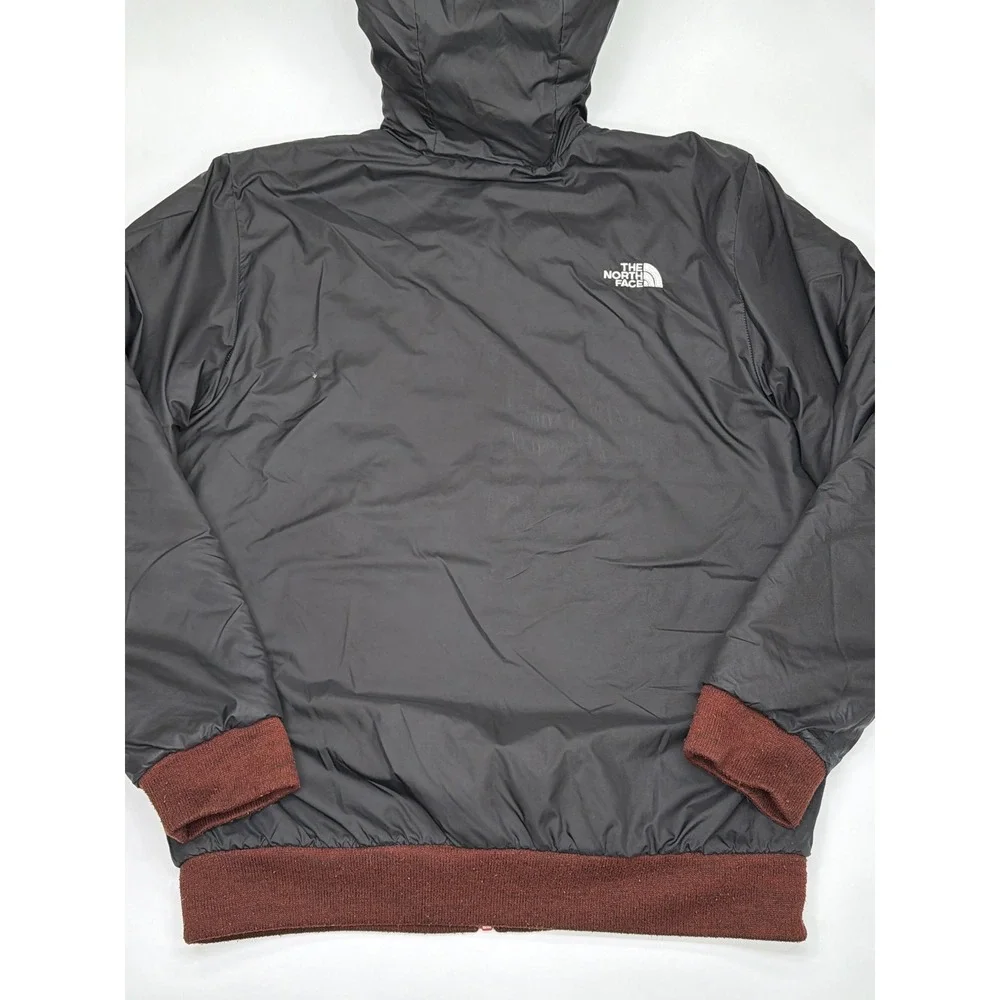 The North Face Mens‎ Reversible Quilted Full Zip Hoodie Burgundy Black Large